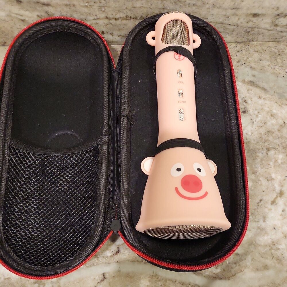 TOSING Pink Wireless Karaoke Microphone for Children w/ Case